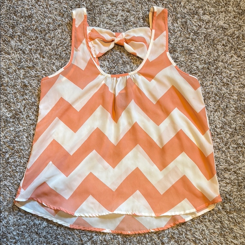 Chevron Coral Sleeveless Tank